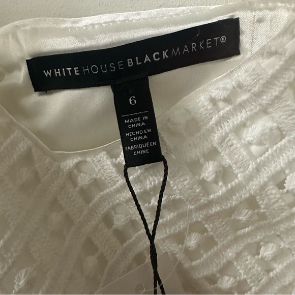 White House Black Market Womens White Dress Size 6 Eyelet Lace Sheath‎ Dress New - Picture 9 of 10